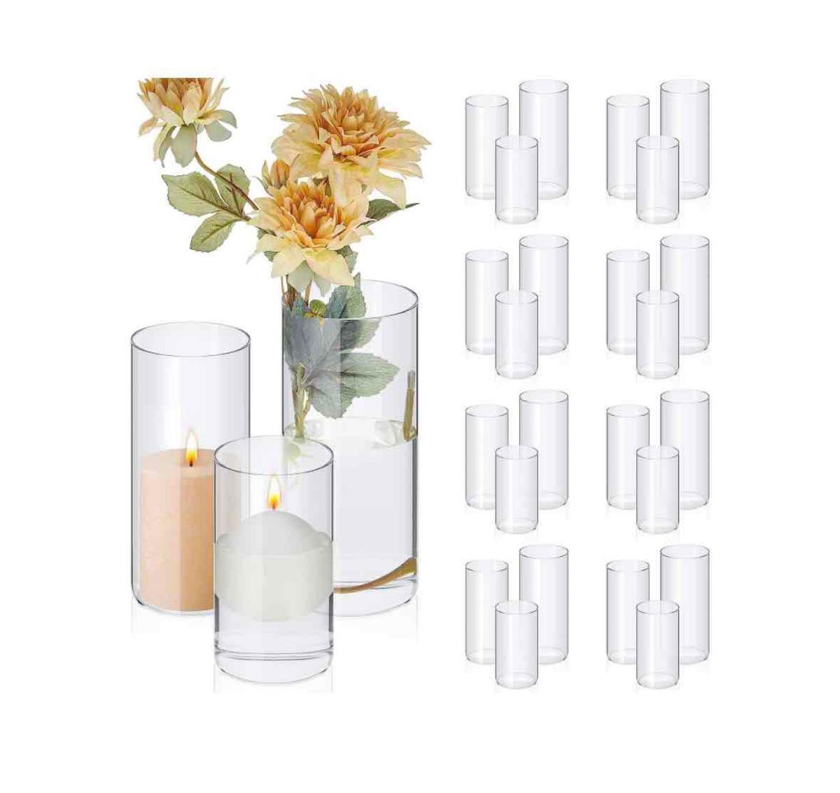 12 Pcs Glass Cylinder Vases for Centerpieces Clear Glass Vase Multi Use Glass Cylinder Floating