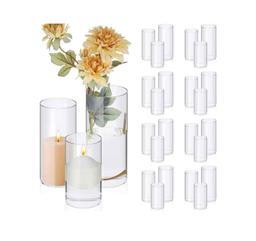 12 Pcs Glass Cylinder Vases for Centerpieces Clear Glass Vase Multi Use Glass Cylinder Floating