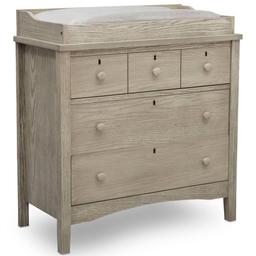 Delta Children Farmhouse 3 Drawer Dresser with Changing Top - Textured Limestone #W112030-1340