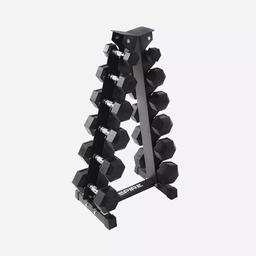 210 LB (5-30 LB) RUBBER DUMBBELL SET WITH RACK by Inspire
