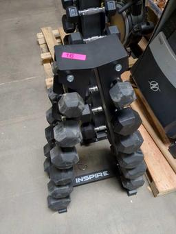 210 LB (5-30 LB) RUBBER DUMBBELL SET WITH RACK by Inspire