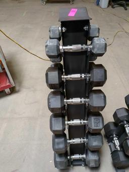 210 LB (5-30 LB) RUBBER DUMBBELL SET WITH RACK by Inspire