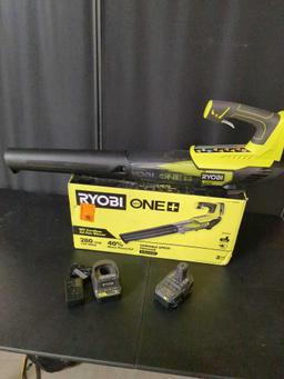 RYOBI ONE+ 18V 100 MPH 280 CFM Variable-Speed Jet Fan Leaf Blower with 4.0 Ah Battery & Charger
