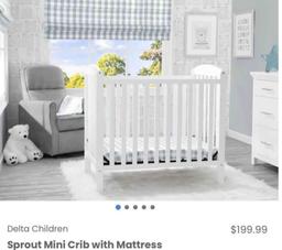 Delta Children Sprout Mini Crib with Mattress