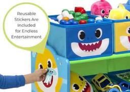 Baby Shark 4-Piece Playroom Solution by Delta Children Set Includes Table and 2 Chairs and 6-Bin Toy