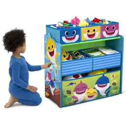 Baby Shark 4-Piece Playroom Solution by Delta Children Set Includes Table and 2 Chairs and 6-Bin Toy