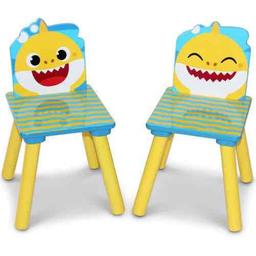 Baby Shark 4-Piece Playroom Solution by Delta Children Set Includes Table and 2 Chairs and 6-Bin Toy