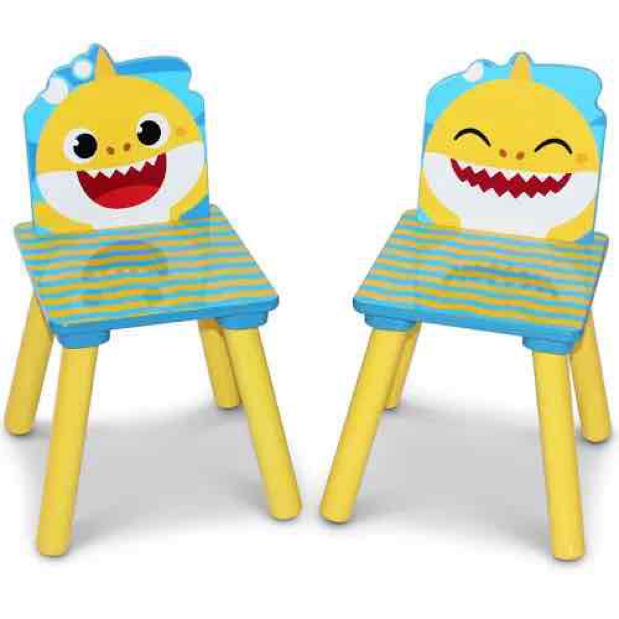 Baby Shark 4-Piece Playroom Solution by Delta Children Set Includes Table and 2 Chairs and 6-Bin Toy