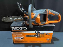 RIDGID 18V Brushless 12 in. Electric Chainsaw (Tool Only)