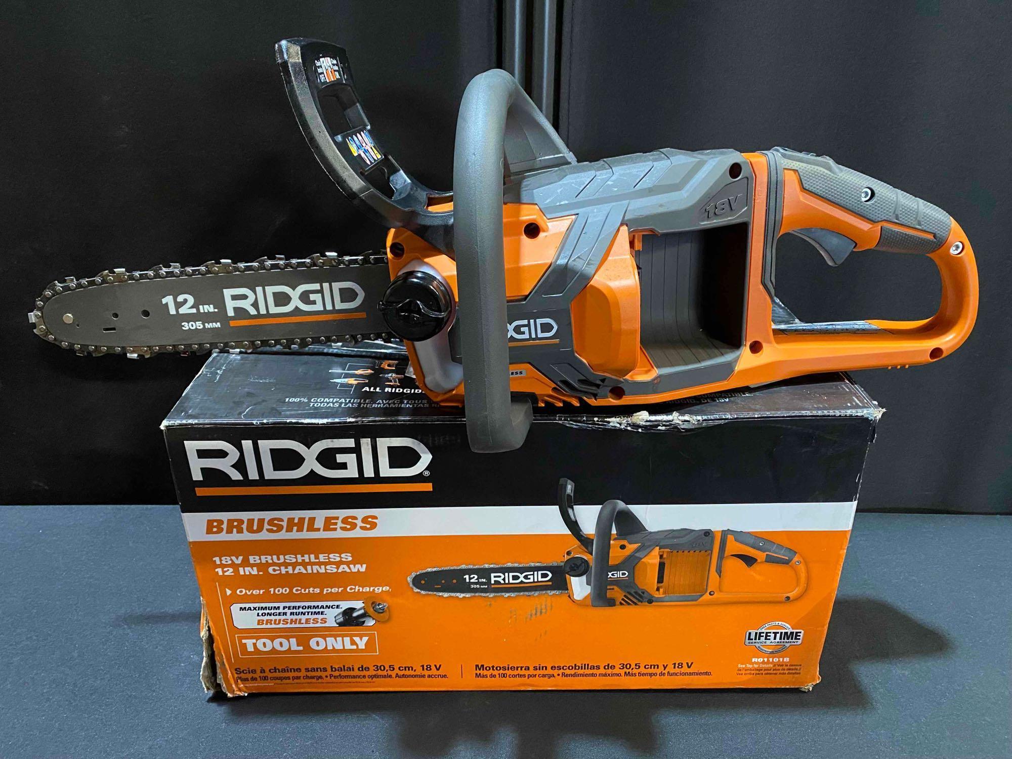 RIDGID 18V Brushless 12 in. Electric Chainsaw (Tool Only)