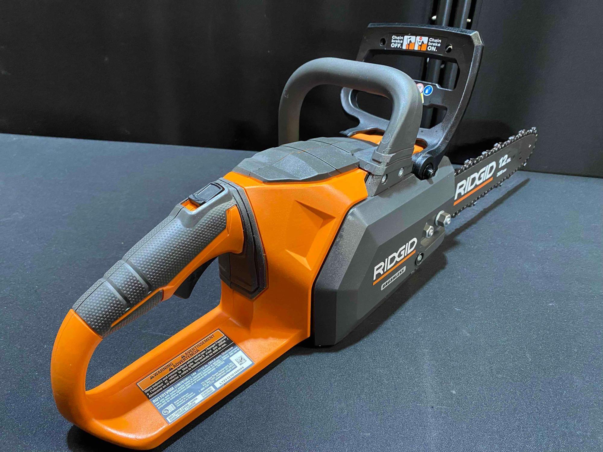 RIDGID 18V Brushless 12 in. Electric Chainsaw (Tool Only)