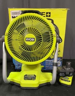 RYOBI ONE+ 18V Cordless Hybrid WHISPER SERIES 12 in. Misting Air Cannon Fan Kit