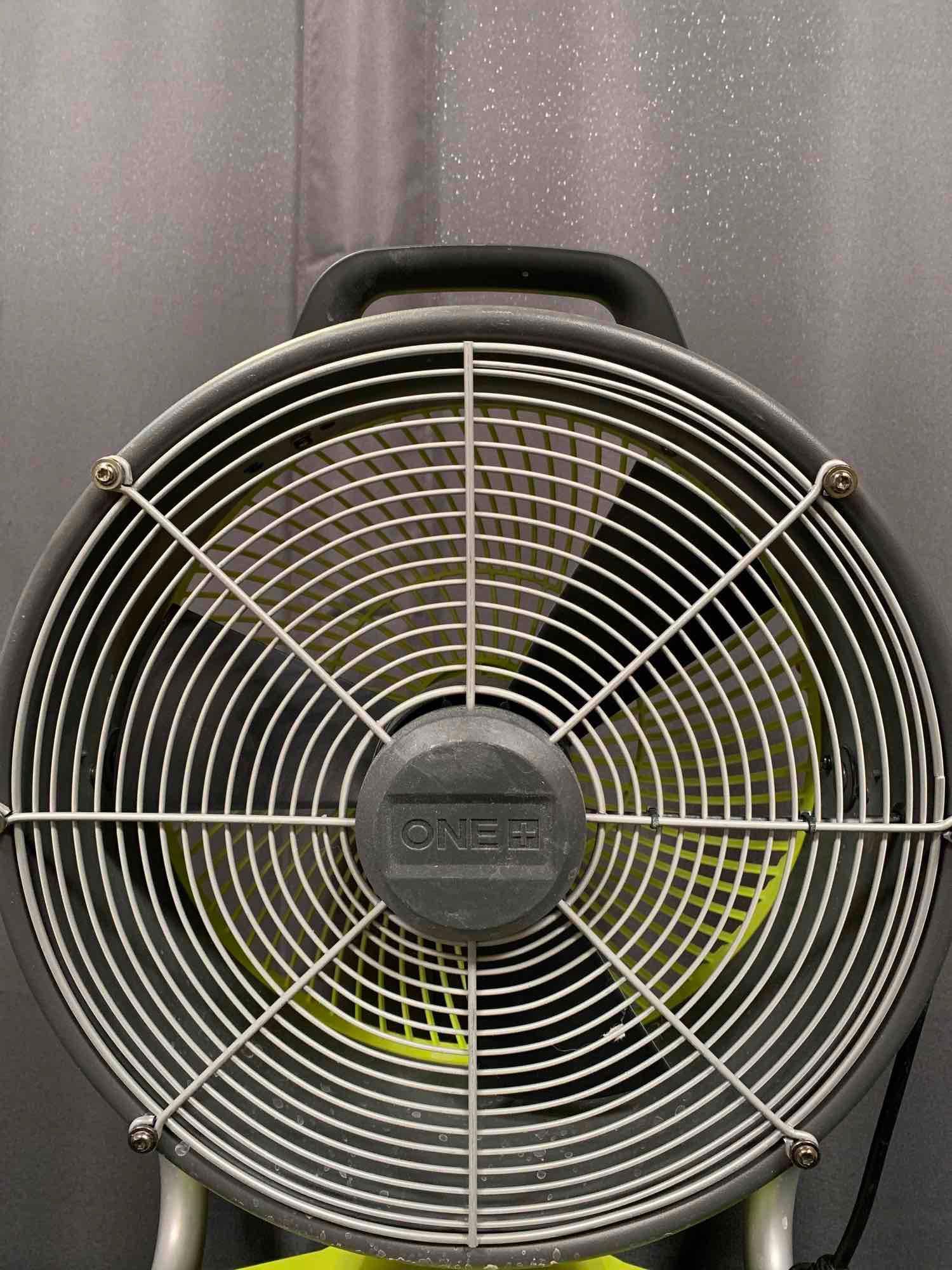 RYOBI ONE+ 18V Cordless Hybrid WHISPER SERIES 12 in. Misting Air Cannon Fan Kit