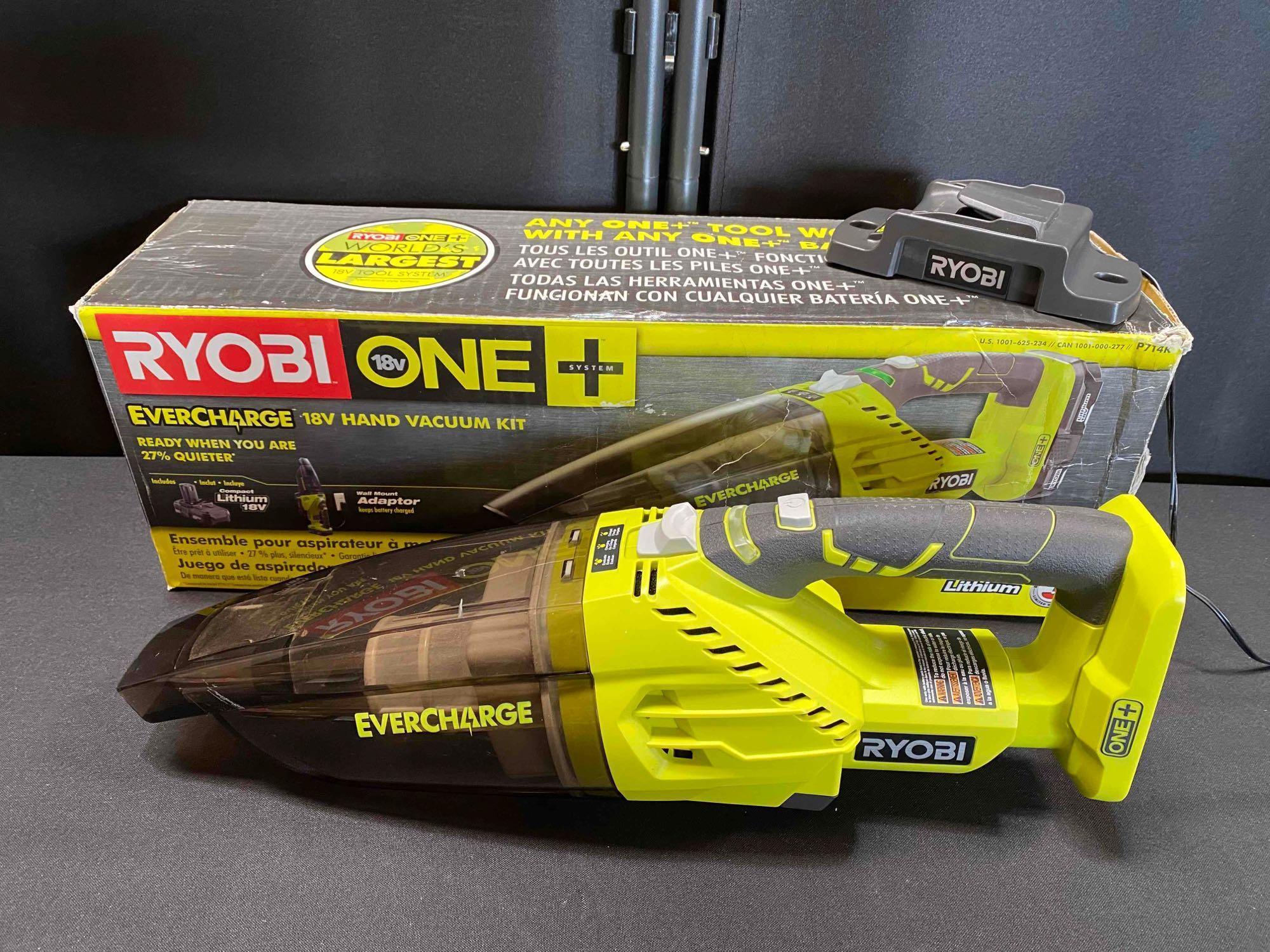 RYOBI ONE+ 18V Lithium-Ion Cordless EVERCHARGE Hand Vacuum Kit