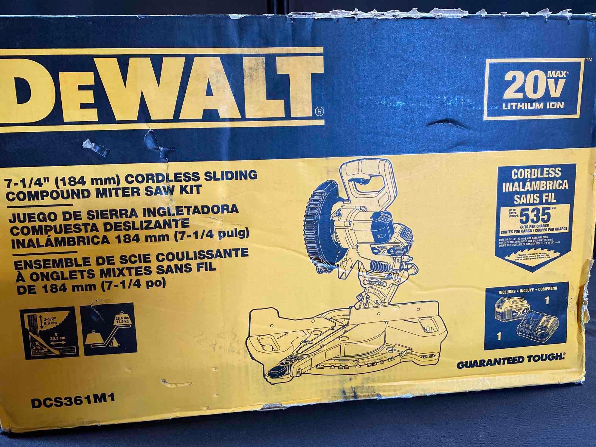 DeWALT 7-1/4" (184 mm) CORDLESS SLIDING COMPOUND MITER SAW KIT