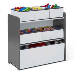Play Table with Dry Erase Tabletop and 6 Bin Toy Organizer with Reusable Vinyl Cling Stickers,