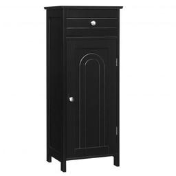 Wooden Storage Free-Standing Floor Cabinet with Drawer and Shelf-Black