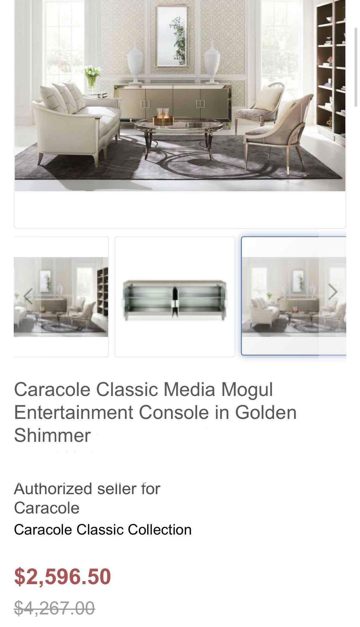 Caracole Classic Media Mogul Entertainment Console in Golden Shimmer