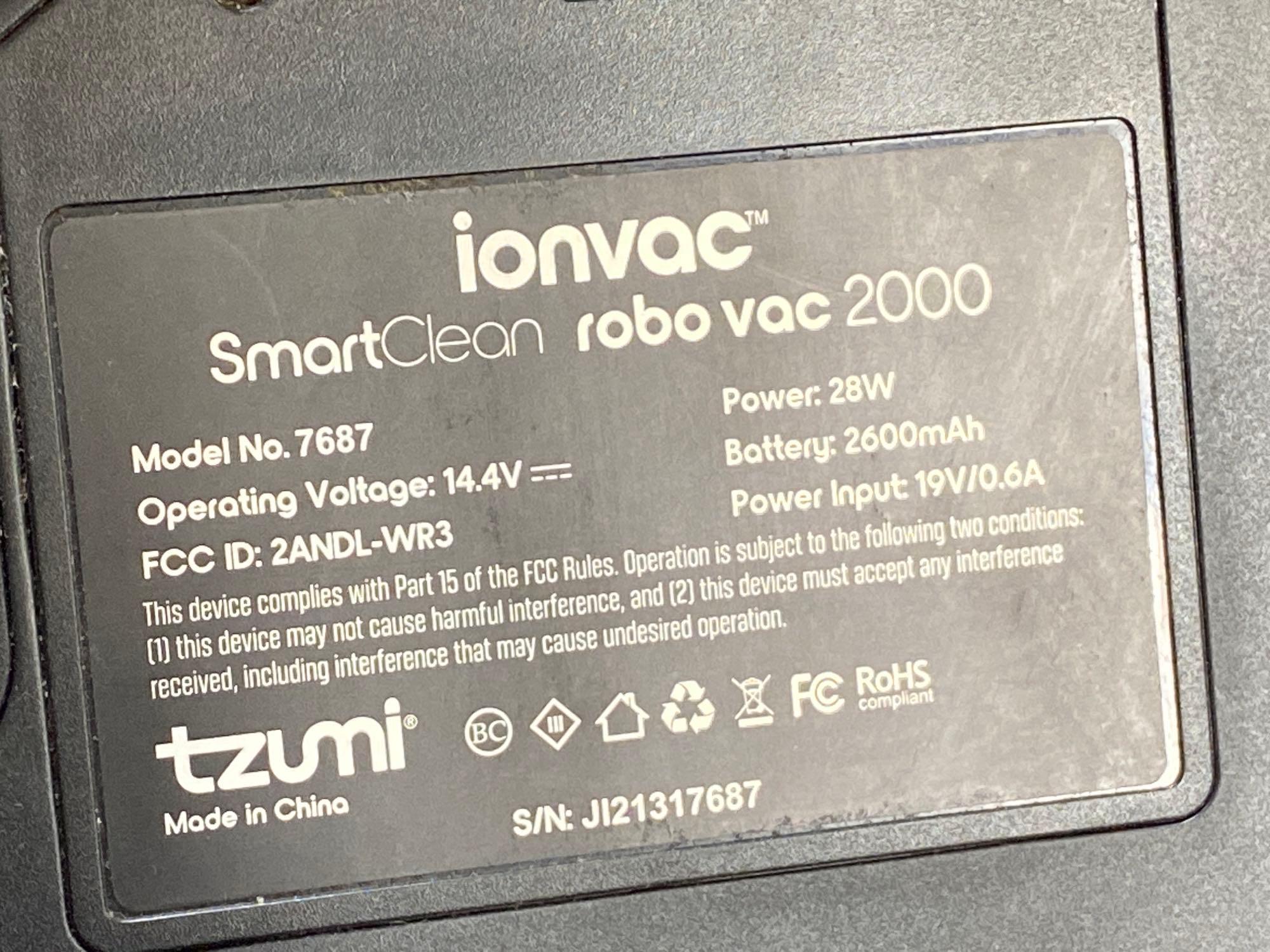 ionvac SmartClean robovac 2000 (Incomplete)
