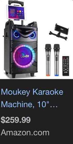 Moukey Karaoke Machine, PA System Woofer, Portable Bluetooth Speaker