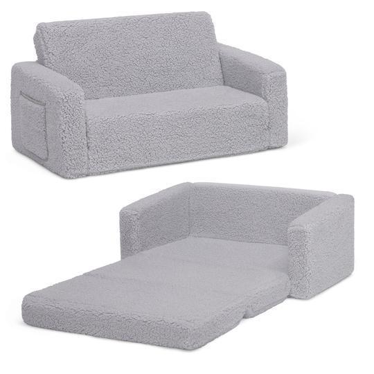 Cozee Flipout Convertible Sherpa Sofa, One Size, Gray