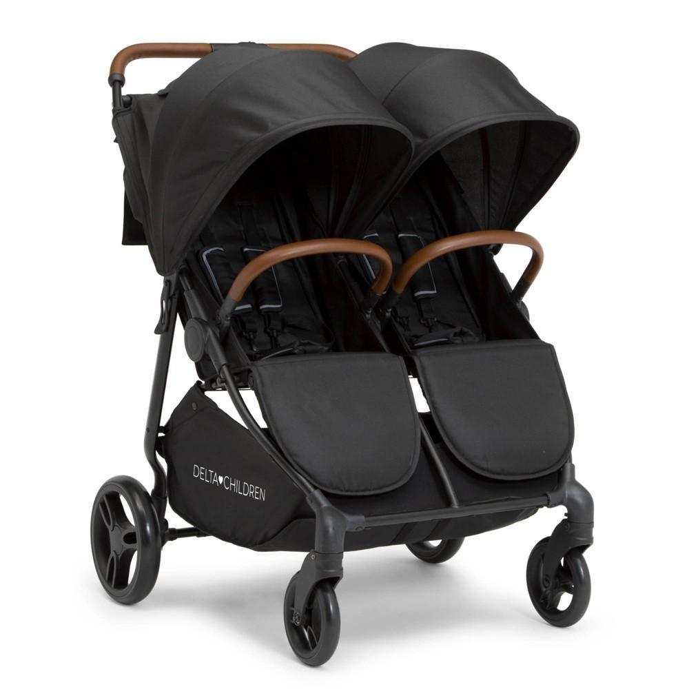 Delta Children Cruzer Double Lightweight Stroller with Reclining Seat - Black