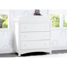 Delta Children Perry 3-Drawer Dresser with Changing Top, White