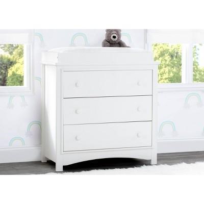 Delta Children Perry 3-Drawer Dresser with Changing Top, White