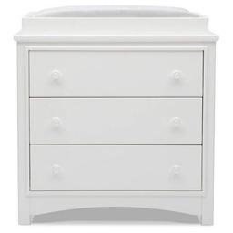 Delta Children Perry 3-Drawer Dresser with Changing Top, White