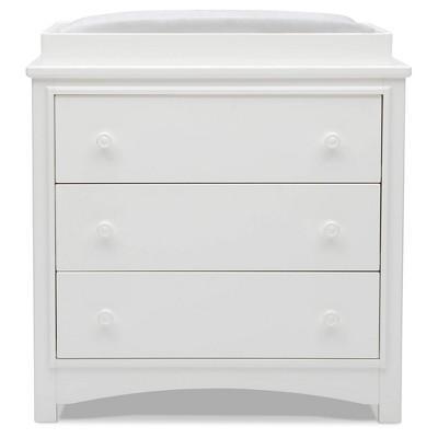 Delta Children Perry 3-Drawer Dresser with Changing Top, White