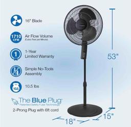 Lasko Oscillating Pedestal Fan 16"