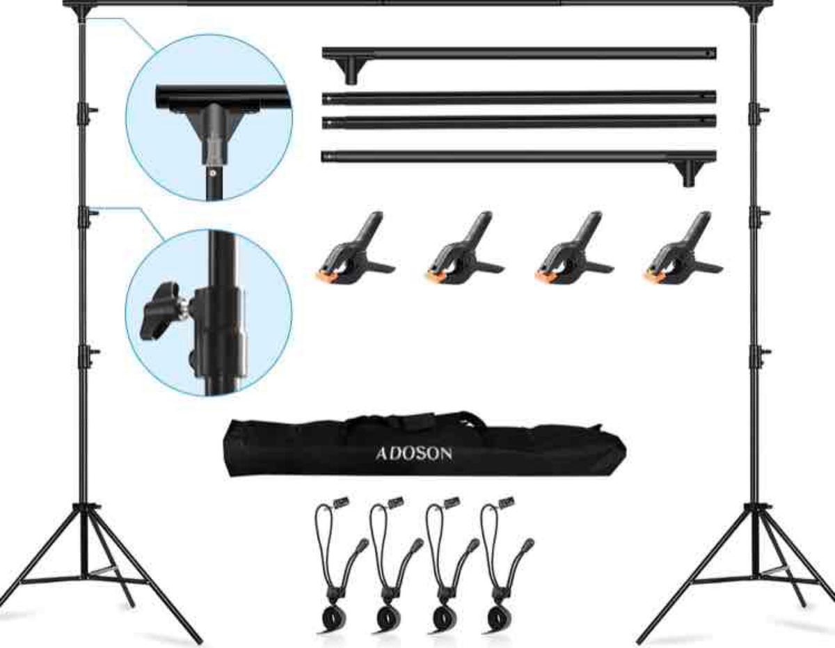ADOSON Backdrop Stand, 8.5 x 10ft Adjustable Photo Backdrop Stand for Parties & Studio Photography