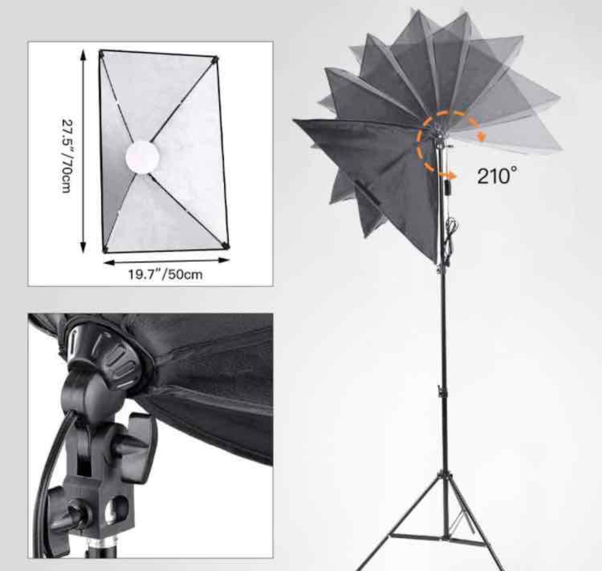 MountDog Softbox Lighting Kit, Photography Studio Light with 19.7"X27.5" Reflector