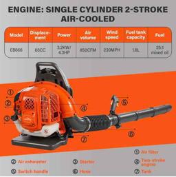 HTK Gas Powered Backpack Leaf Blower