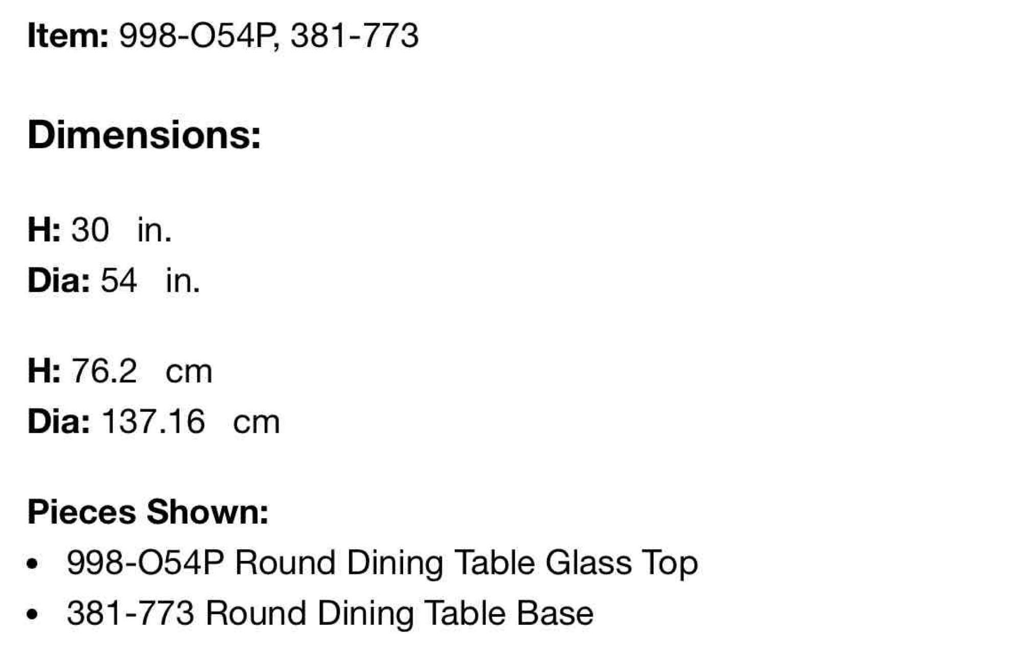 Bernhardt Axiom Round Dining Table (54")