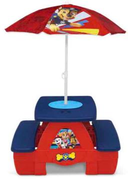 Delta Children 4 Seat Activity Picnic Table with Umbrella and Lego Compatible Tabletop