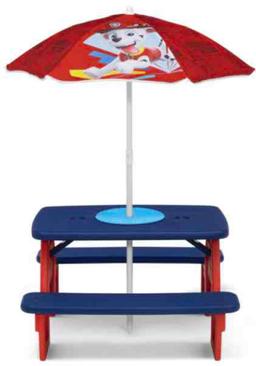 Delta Children 4 Seat Activity Picnic Table with Umbrella and Lego Compatible Tabletop