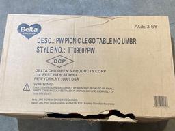 Delta Children 4 Seat Activity Picnic Table with Umbrella and Lego Compatible Tabletop