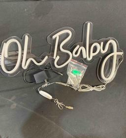 38"x15" Super Large Oh Baby Neon Sign for Baby Shower Backdrop, Oh Baby Led Signs Dimmable Light Up