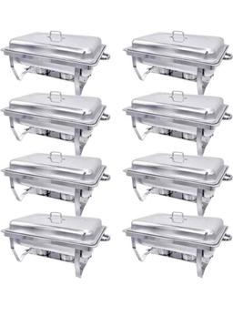 Chafing Dish Buffet Set 8 Pack 8QT Stainless Steel Food Warmer Chafer Complete Set with Water Pan,