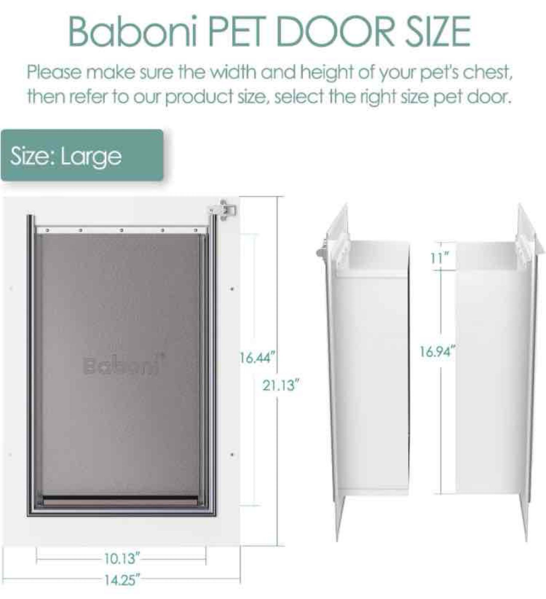 Baboni Pet Door for Wall, Steel Frame and Telescoping Tunnel, Aluminum Lock, Double Flap Dog Door