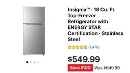 Insignia - 18 Cu. Ft. Top-Freezer Refrigerator with ENERGY STAR Certification - Stainless Steel