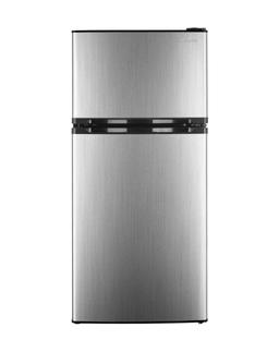 Insignia - 4.3 Cu. Ft. Mini Fridge with Top Freezer and ENERGY STAR Certification - Stainless Steel