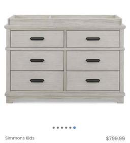 Simmons Kids Asher 6 Drawer Dresser with Changing Top and Interlocking Drawers