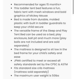 Delta Children Mickey Mouse Sleep and Play Toddler Bed with Tent
