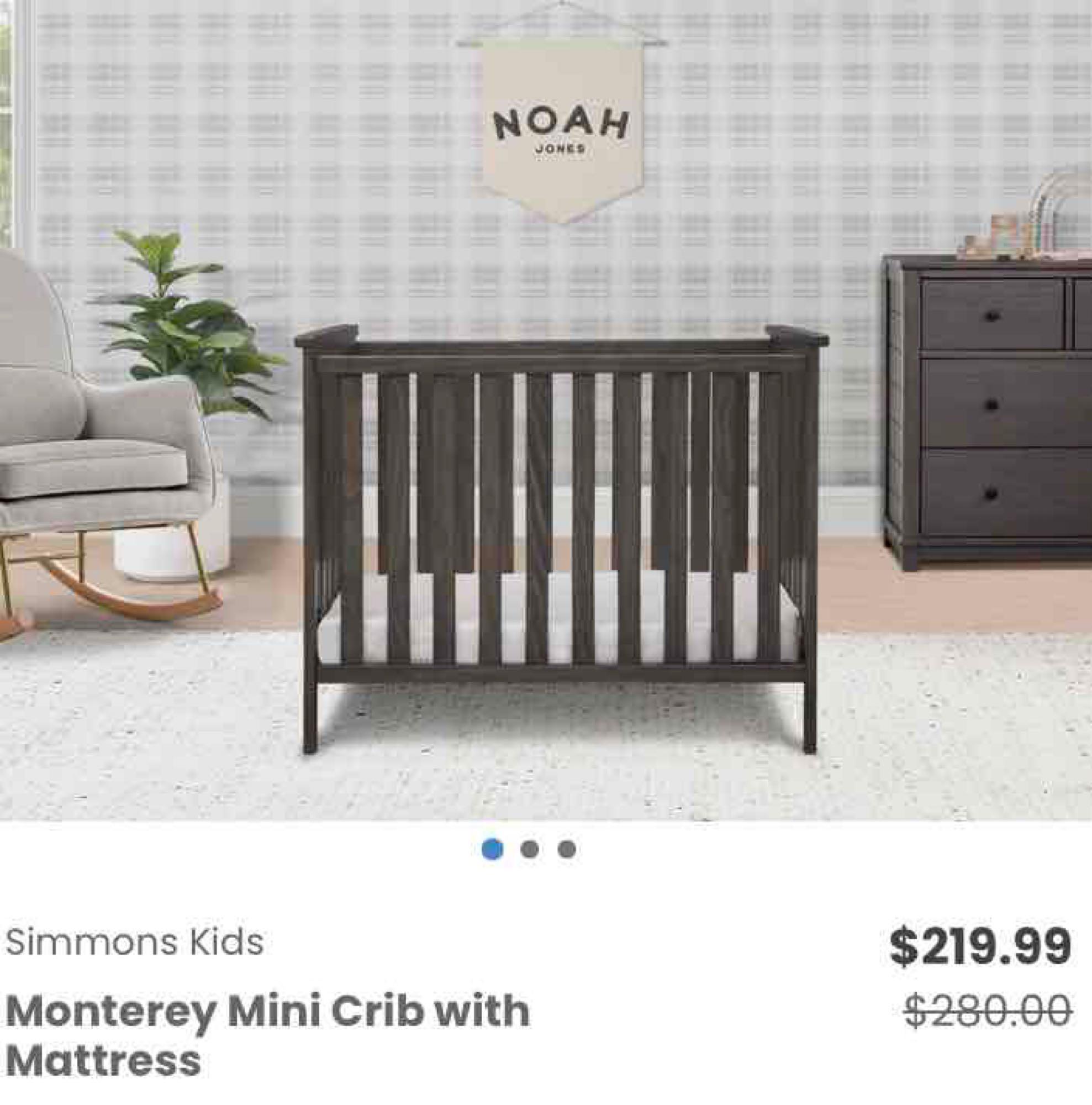 Simmons Kids Monterey Mini Crib with Mattress