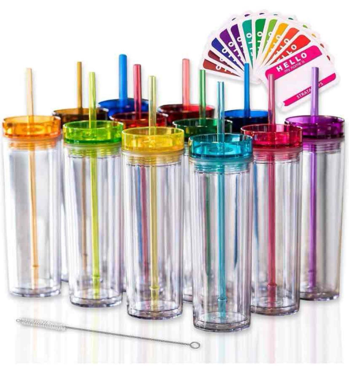 STRATA CUPS 12 Colored Skinny Clear Tumbler