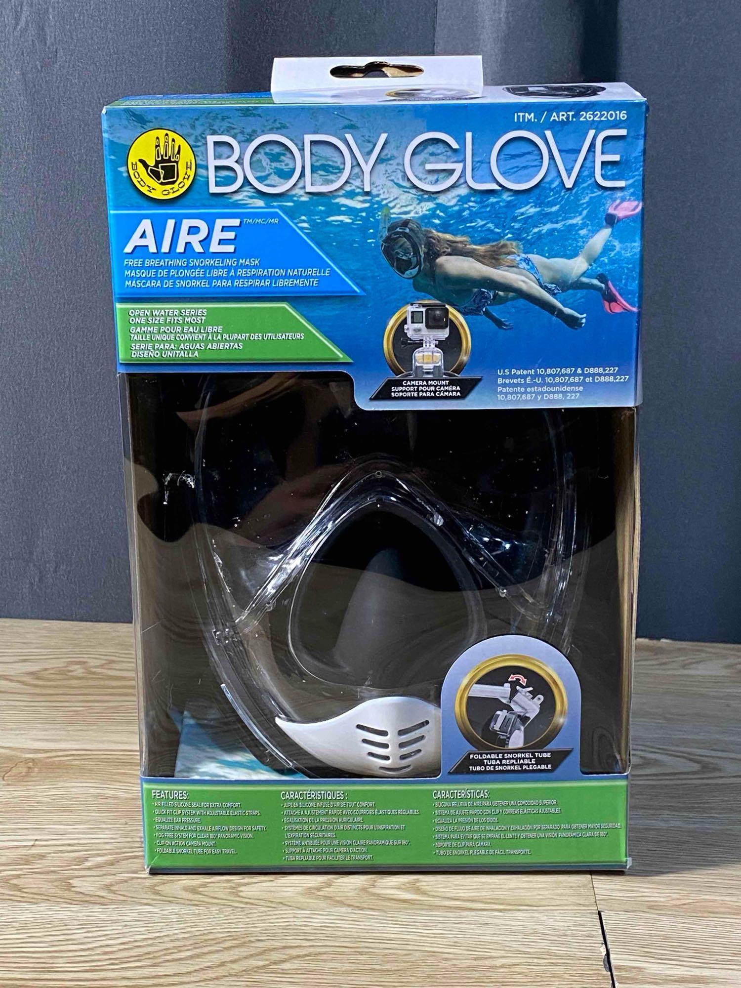 Body Glove Body Glove Adult Aire Free Breathing Swimming Diving Snorkel Mask with GoPro Mount