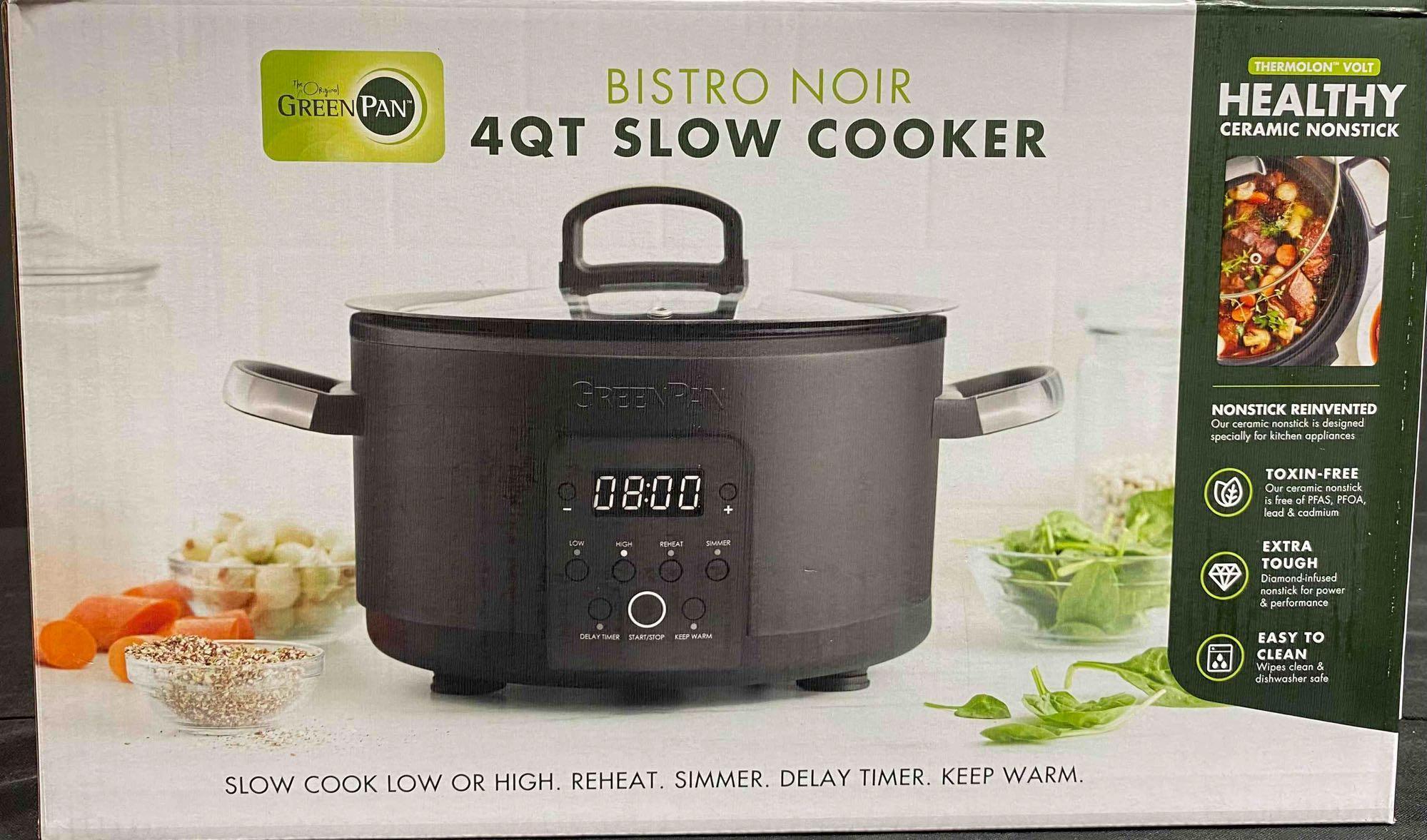 GreenPan Bistro Noir 4QT Electric Slow Cooker with Lid