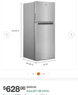 Whirlpool 24 in 11.6 cu ft. Top Freezer Refrigerator in Fingerprint Resistant Stainless Finish